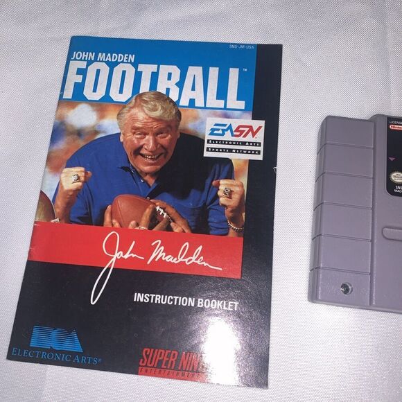 John Madden Football Super Nintendo Entertainment System1991 SNES w/Box Vintage - Picture 4 of 6